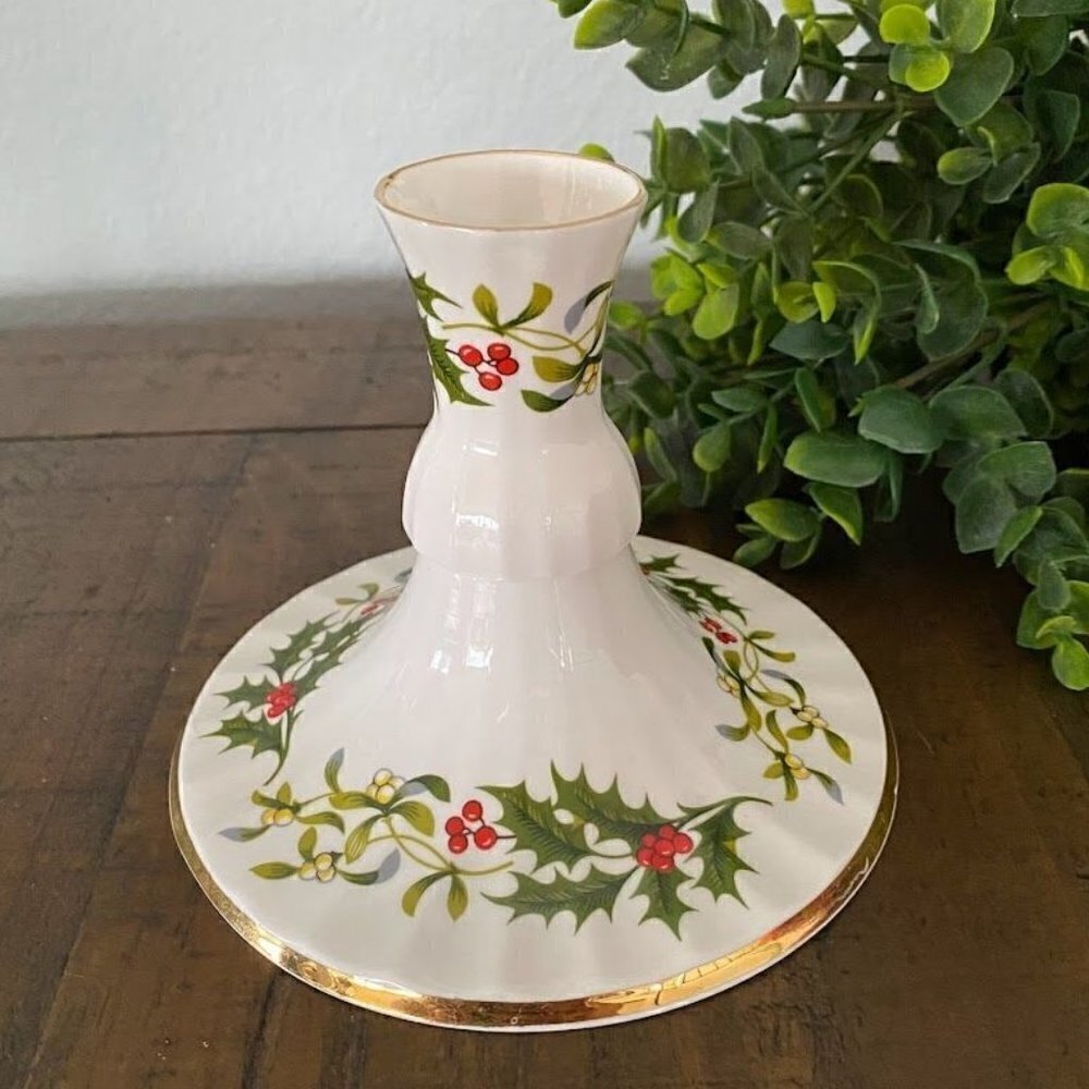 Royal Sutherland Fine Bone China Candle Candlestick Holder - Holly